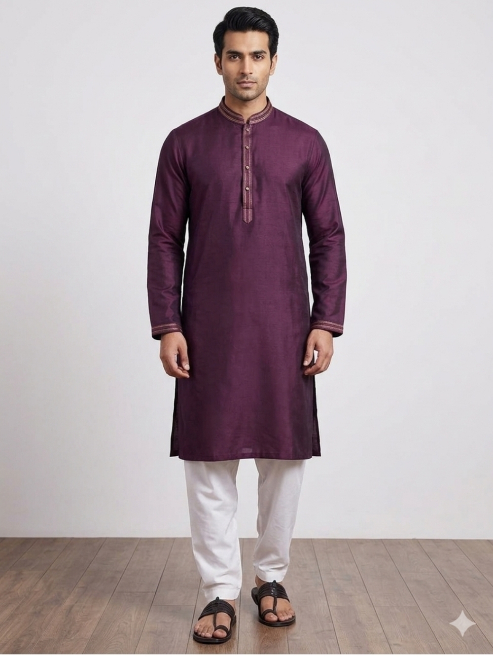 Men's Purple Kurta Slim Fit Tunic Set- Size M NWT